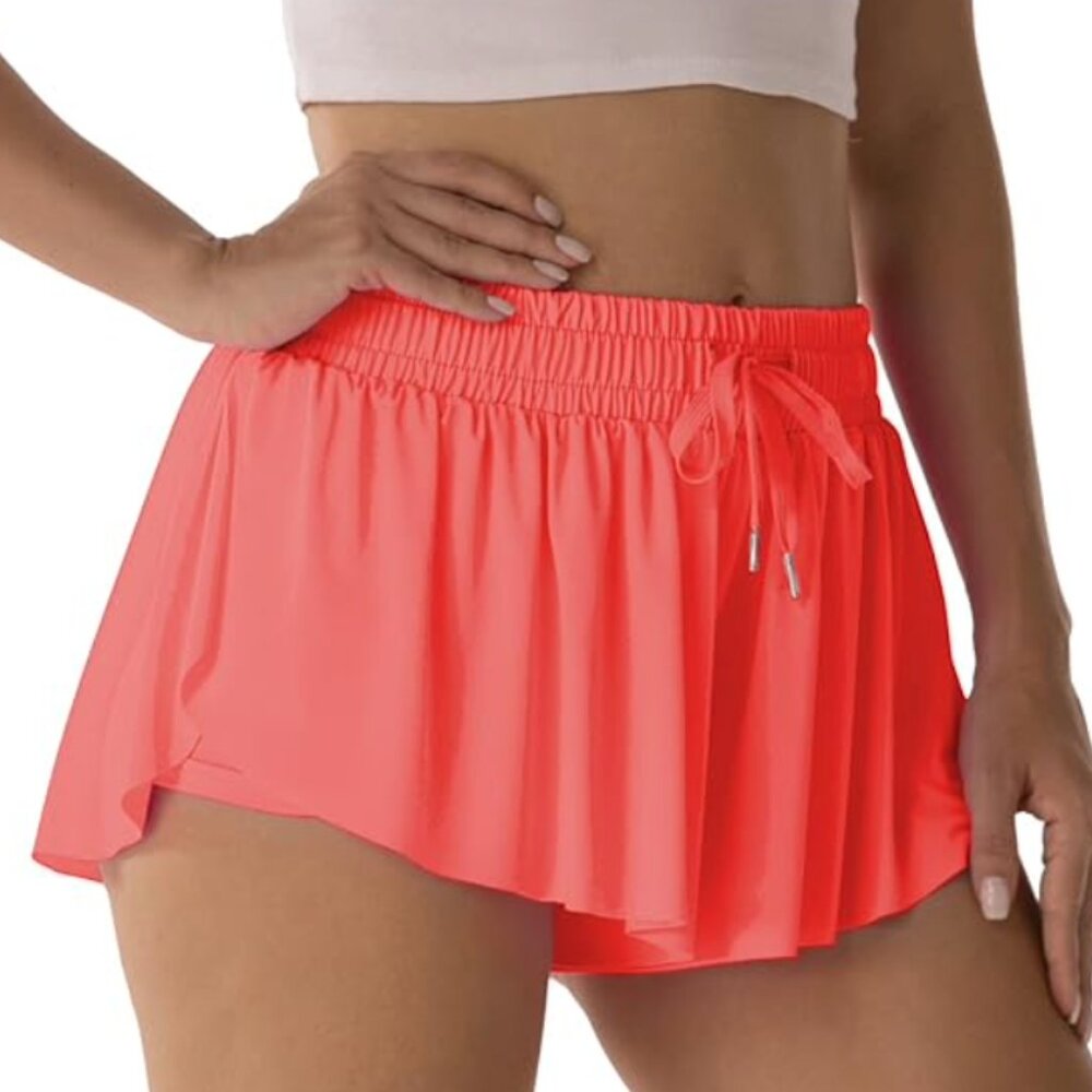 All In Motion Women's XS NWT Coral Active High-Rise Flutter Run Shorts 3"